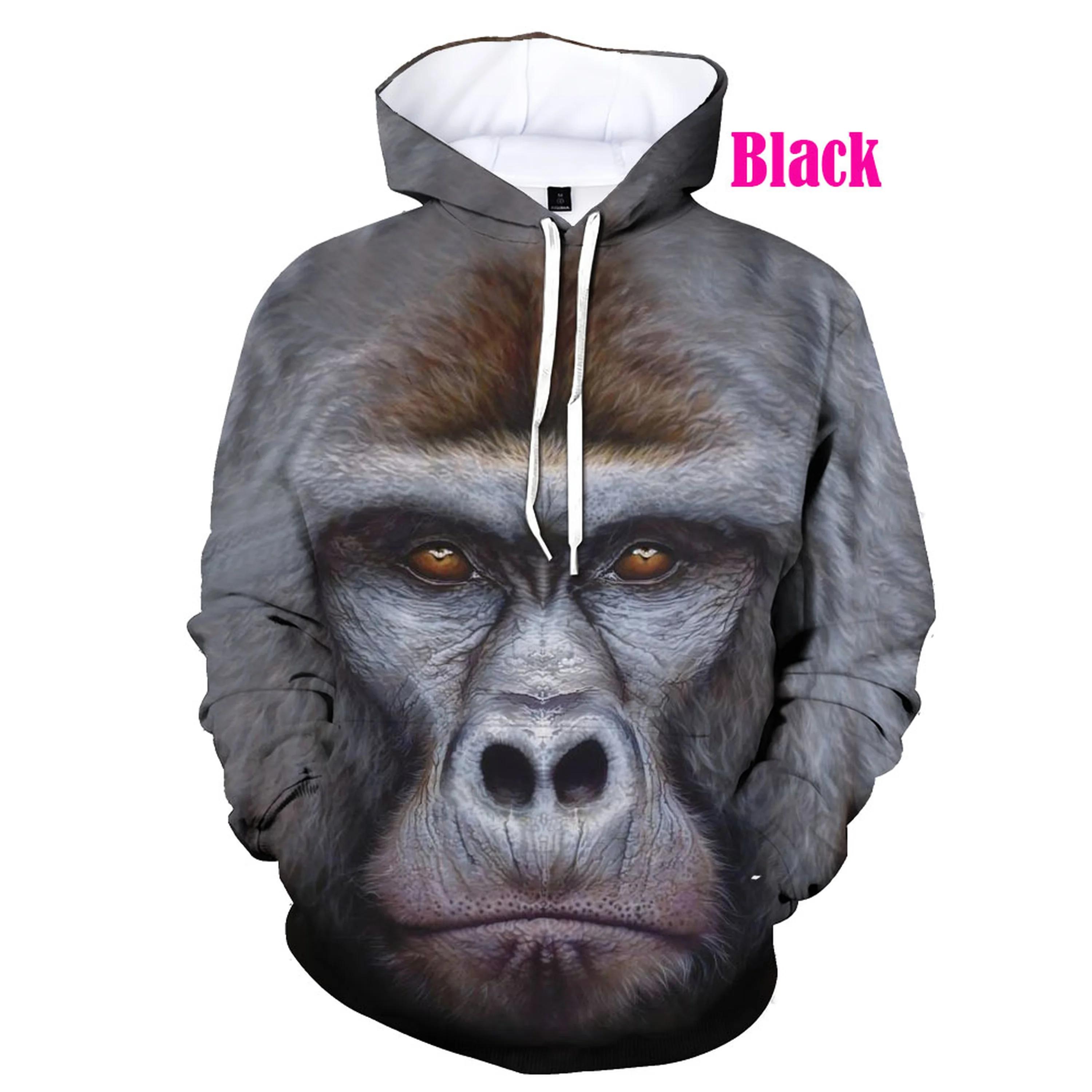 2022 Mode Baru Gorila Hewan/Monyet 3D Motif Gorila Marah Hoodie Pria Wanita Hoodie Kaus Sweter